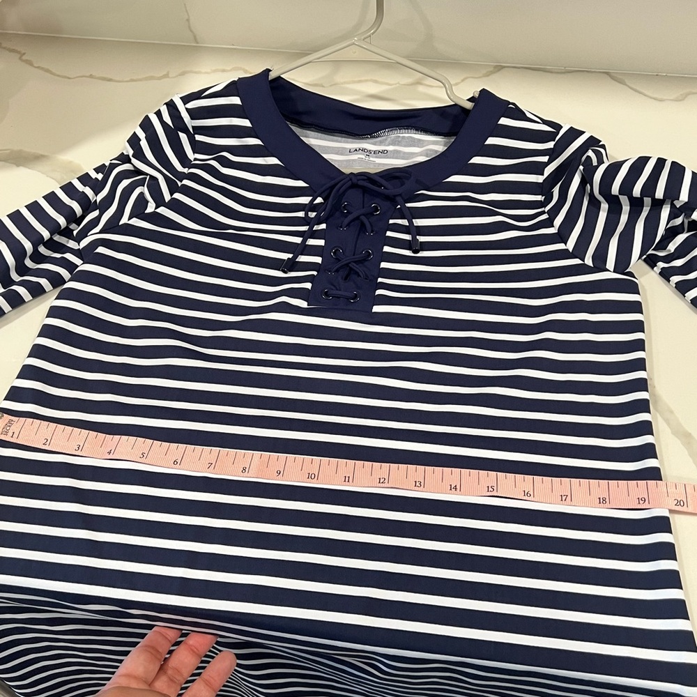 Lands End women's Nautical striped Navy/white Swim Cover Up Dress Size M 10-12 - Picture 6 of 12